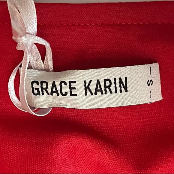 Grace Karin Red One Shoulder Feminine Date Party Event Dress NWT Size S - Picture 8 of 13